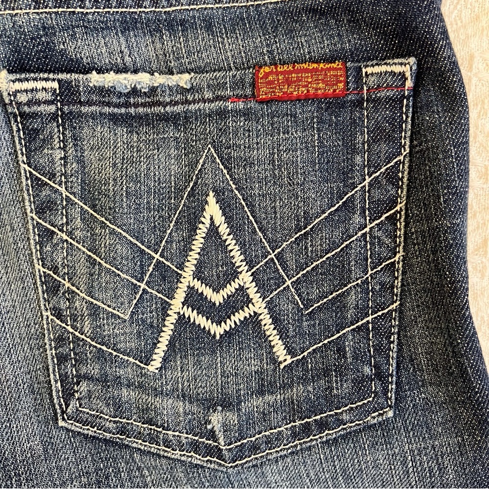 7 For All Mankind Blue Straight Leg Jeans - Vintage